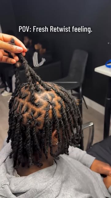 Fresh retwist being finished at MJay's Barbershop